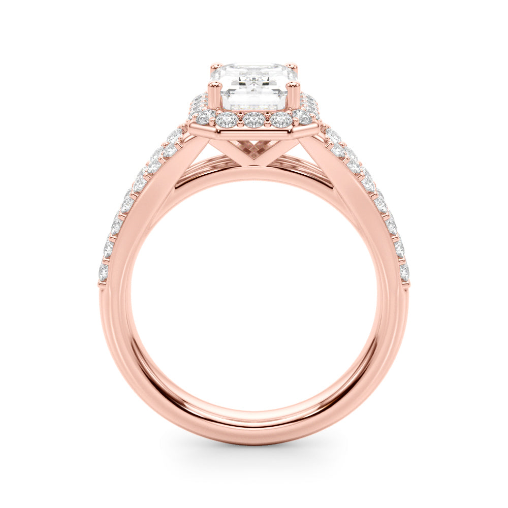 Emerald Halo Cut Center Split Diamond Engagement Ring · 0.72 ct tw