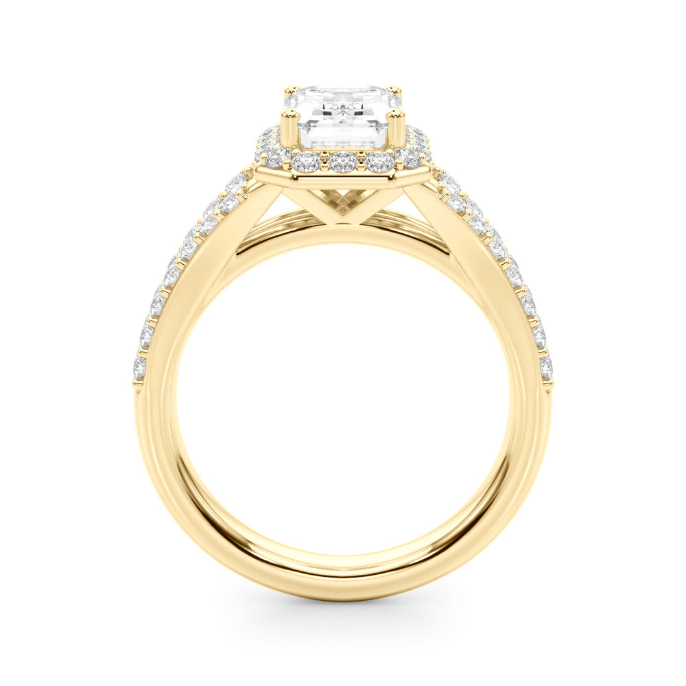 Emerald Halo Cut Center Split Diamond Engagement Ring · 0.72 ct tw