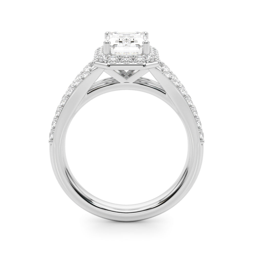 Emerald Halo Cut Center Split Diamond Engagement Ring · 0.72 ct tw