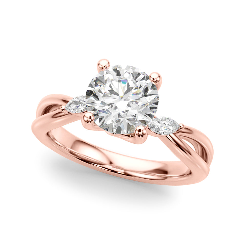 Round Center Marquise Sides Diamond Engagement Ring · 3.64 ct tw