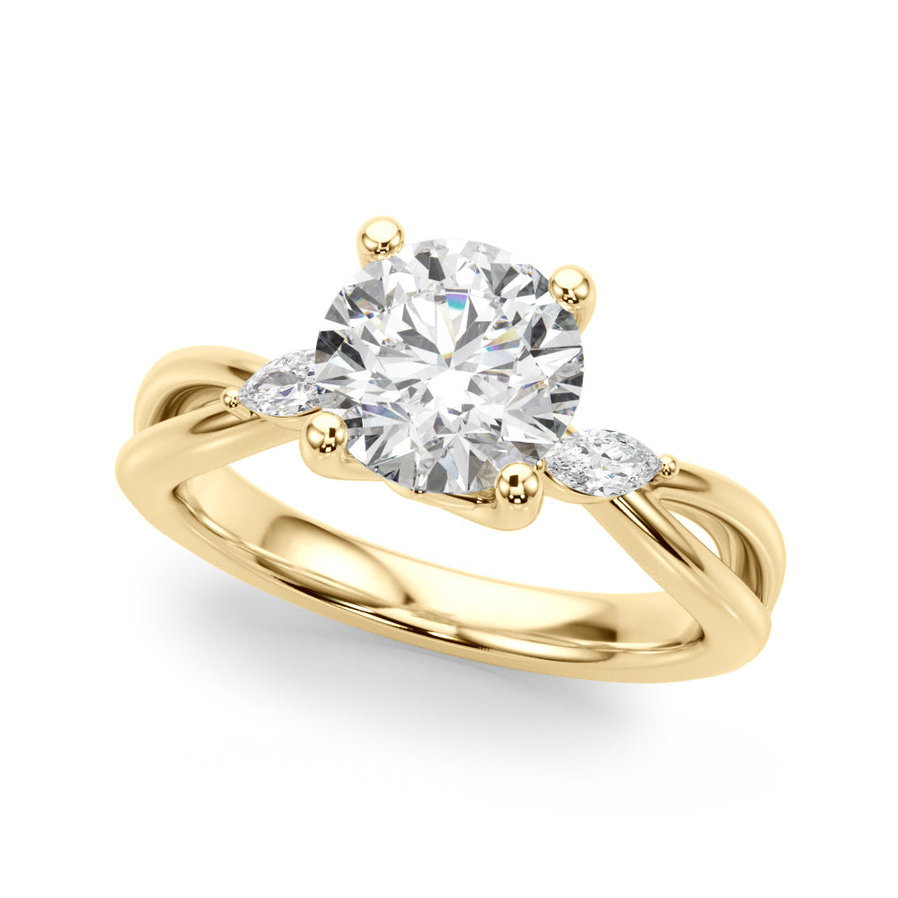 Round Center Marquise Sides Diamond Engagement Ring · 3.64 ct tw