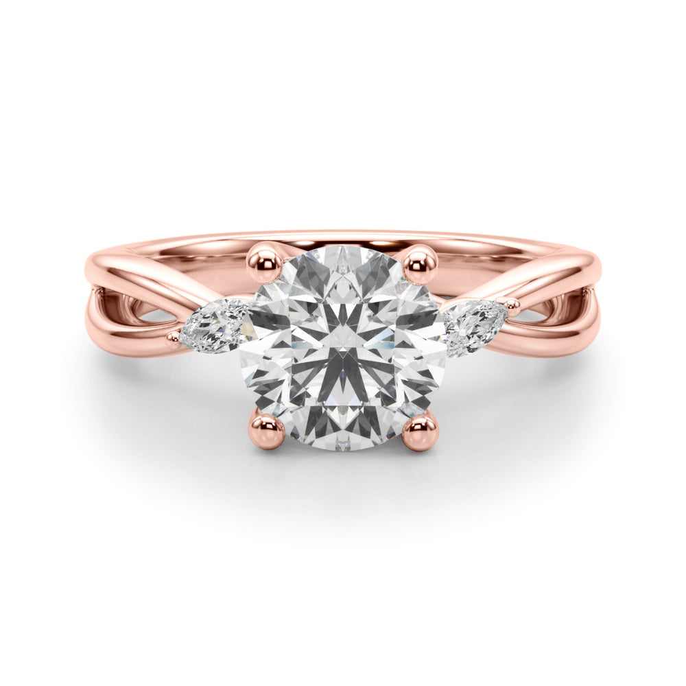Round Center Marquise Sides Diamond Engagement Ring · 3.64 ct tw