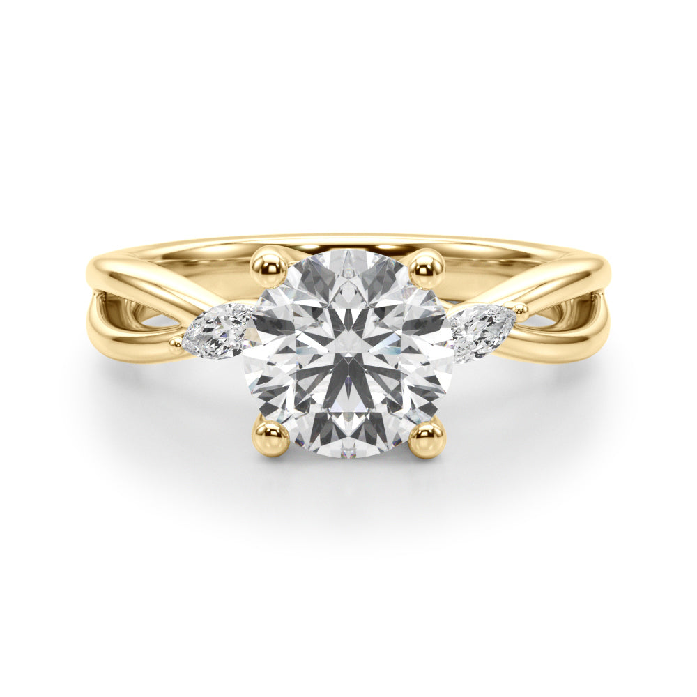 Round Center Marquise Sides Diamond Engagement Ring · 3.64 ct tw