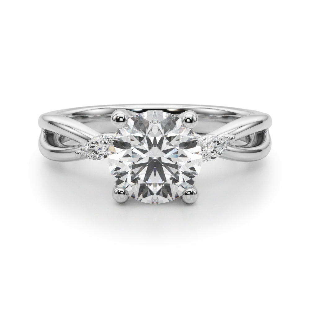 Round Center Marquise Sides Diamond Engagement Ring · 3.64 ct tw
