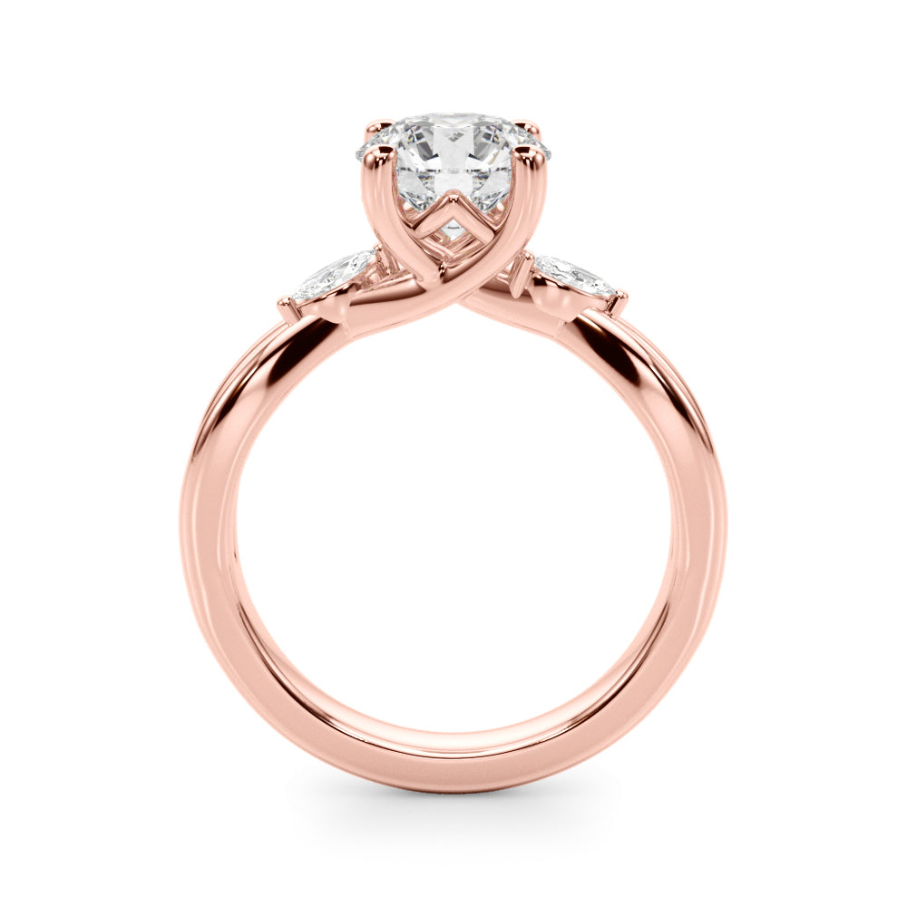 Round Center Marquise Sides Diamond Engagement Ring · 3.64 ct tw
