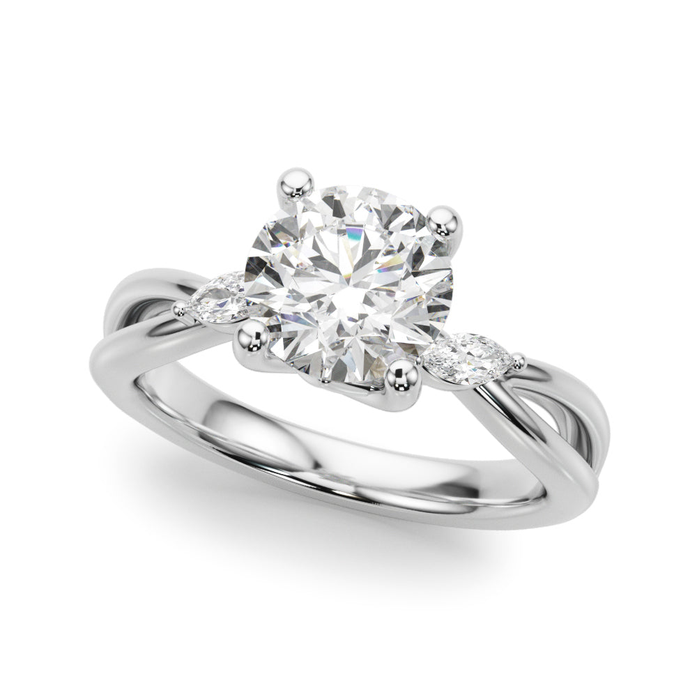 Round Center Marquise Sides Diamond Engagement Ring · 3.64 ct tw