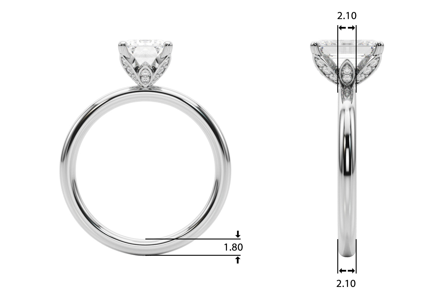 Emerald Diamond Engagement Ring · 0.15 ct tw