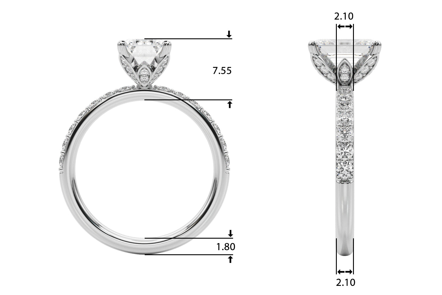 Emerald Diamond Engagement Ring · 0.50 ct tw