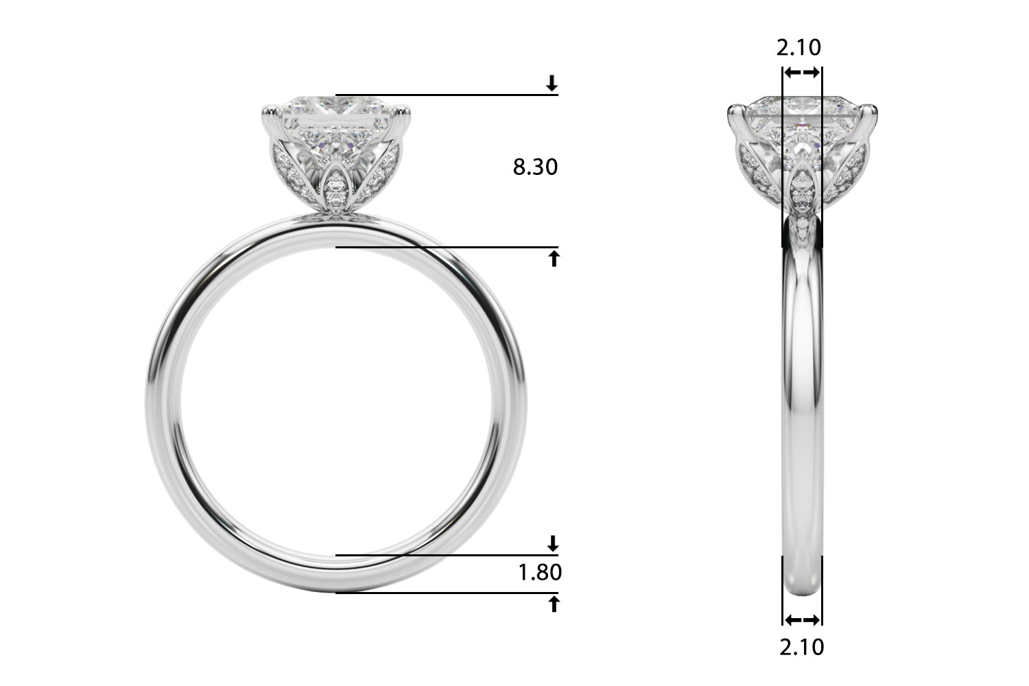 Square Diamond Engagement Ring · 2.64 ct tw