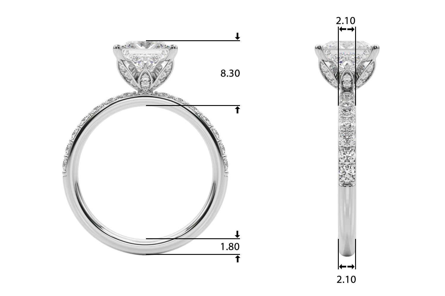 Square Diamond Engagement Ring · 1.26 ct tw