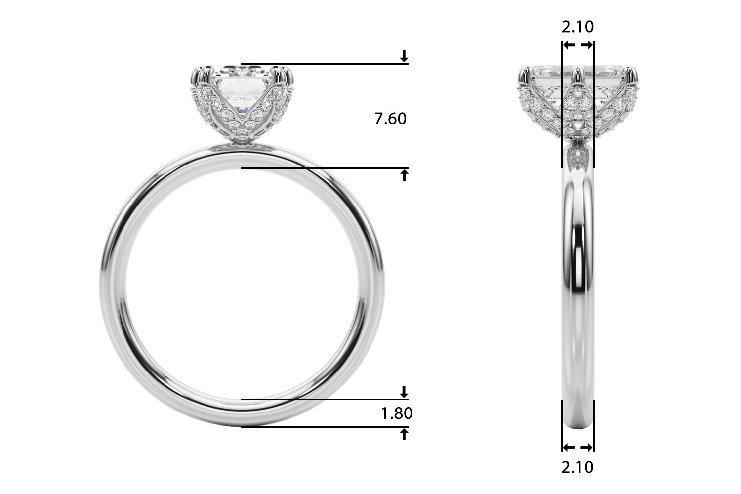 Emerald Diamond Engagement Ring · 0.14 ct tw