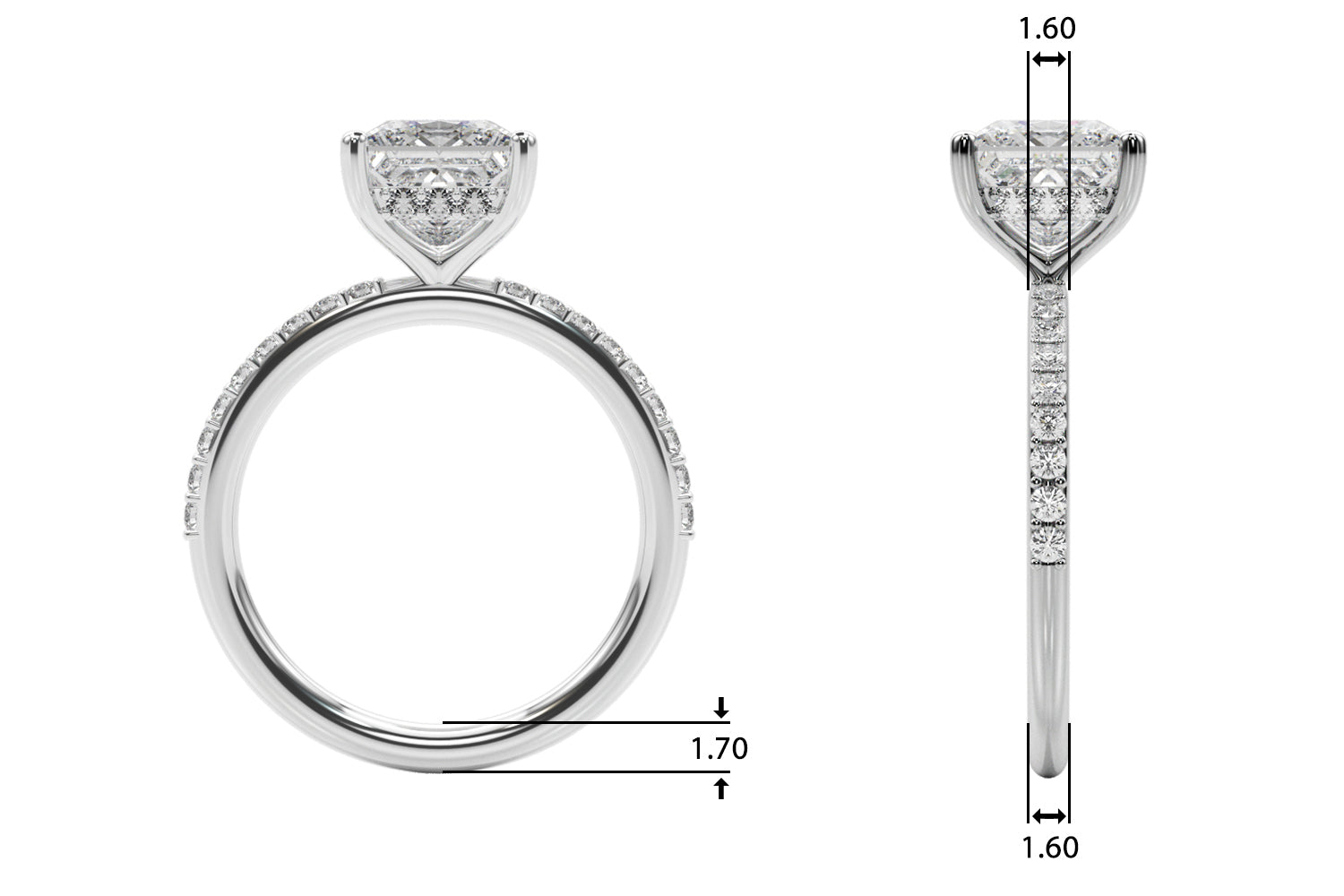 Square Diamond Engagement Ring · 1.25 ct tw