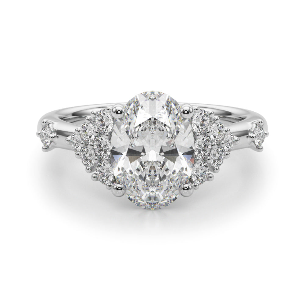 Oval Center Diamond Engagement Ring · 0.16 ct tw