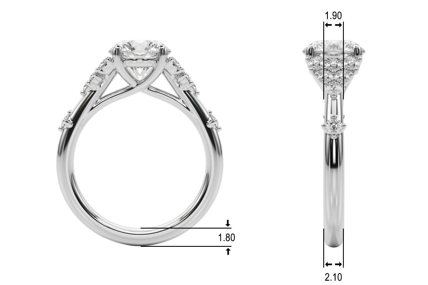 Oval Center Diamond Engagement Ring · 0.16 ct tw