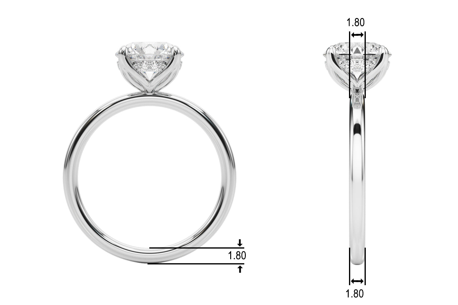 Round Hidden Halo Oval Diamond Engagement Ring · 2.59 ct tw