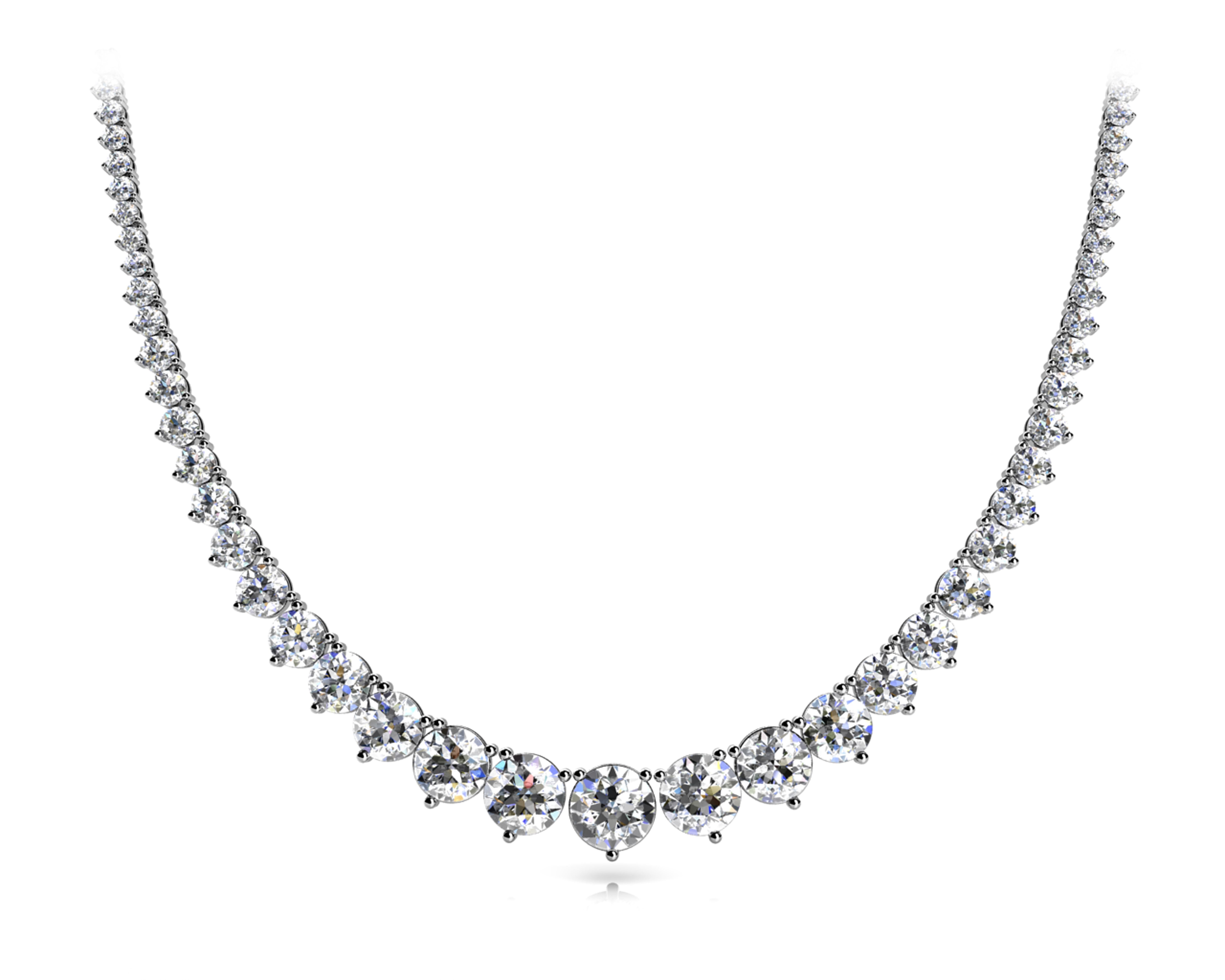 3 Prong Graduated Diamond Necklace · 9.34 ct tw