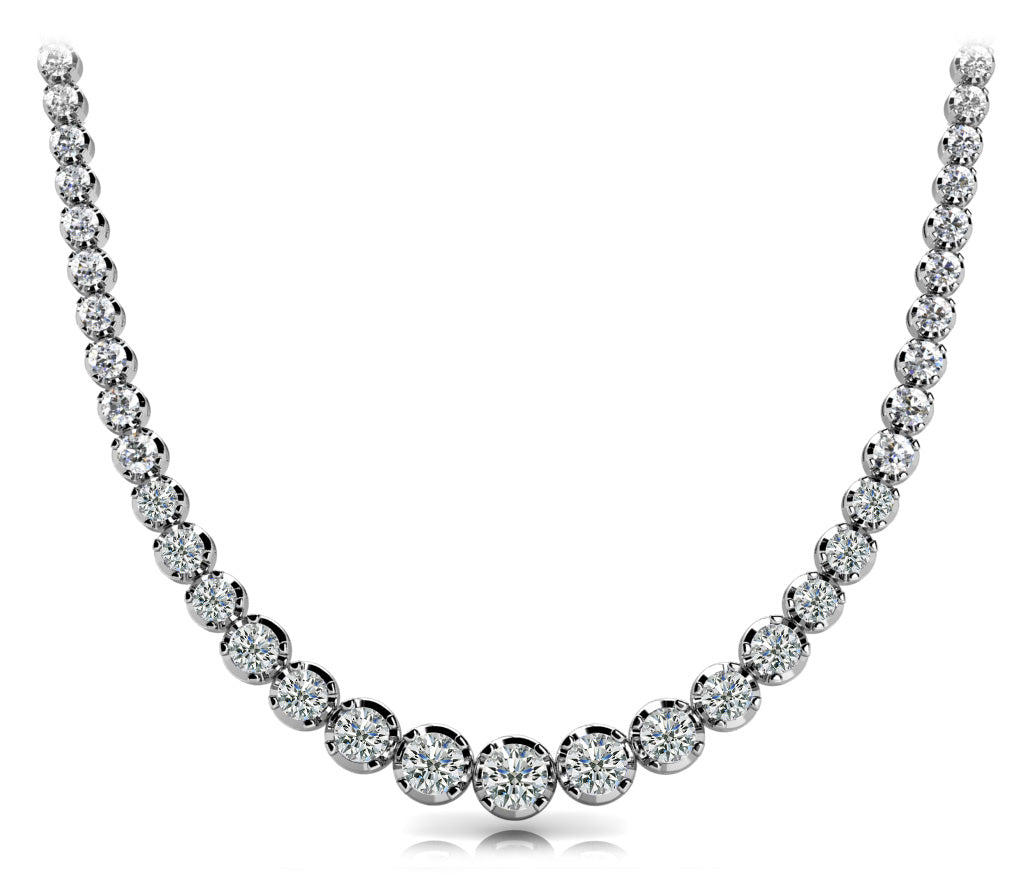 Low Base Basket 4 Prong Graduating Diamond Necklace · 14.11 ct tw