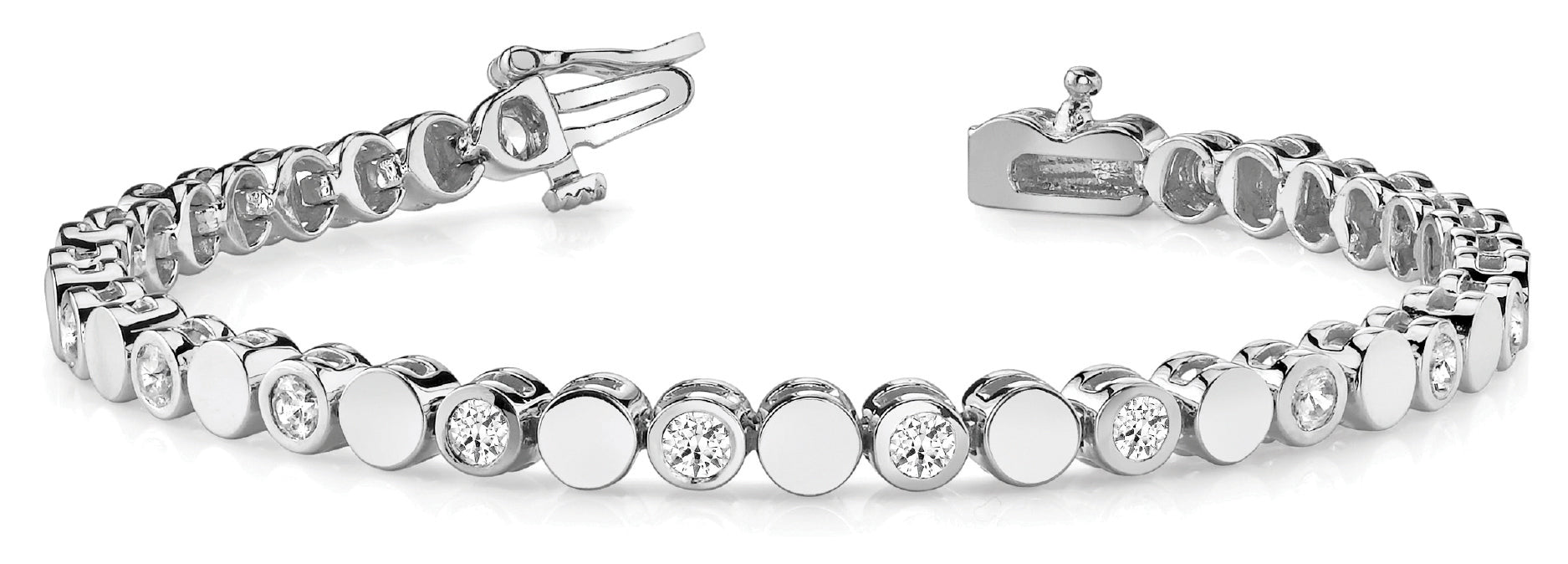 Round Bez/solid Link Diamond Bracelet · 0.96 ct tw