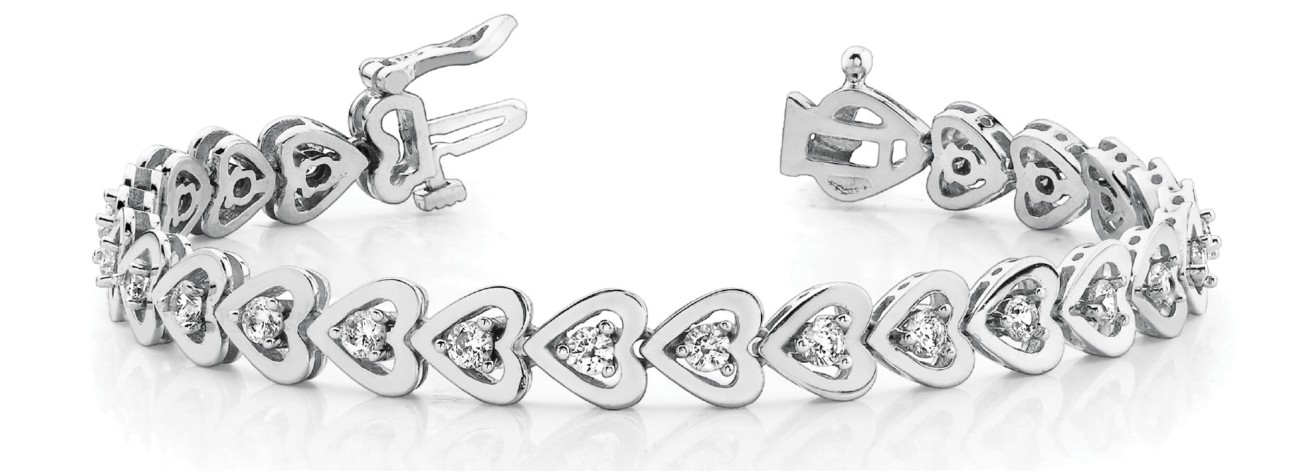 Heart In-Line Diamond Bracelet · 0.96 ct tw