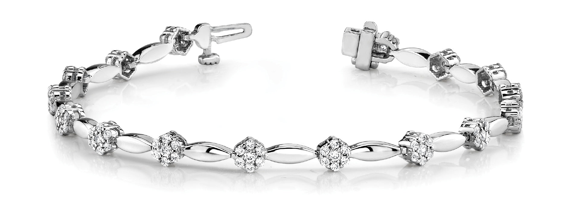 Marquise Cluster/solid Link Diamond Bracelet · 2.10 ct tw