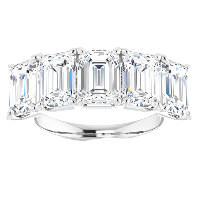 Five stone Emerald Lab Grown Anniversary Band