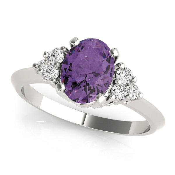 Oval Gemstone Engagement Ring · 0.18 ct tw