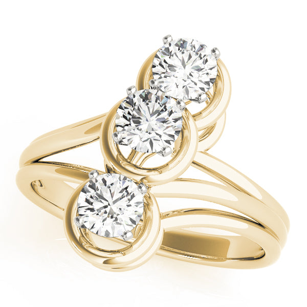 Round Three-Stone Engagement Ring