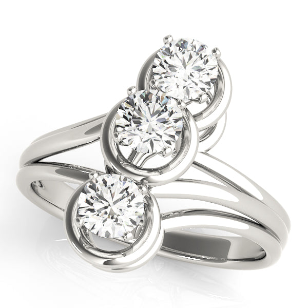 Round Three-Stone Engagement Ring