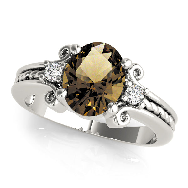 Oval Gemstone Engagement Ring · 0.10 ct tw