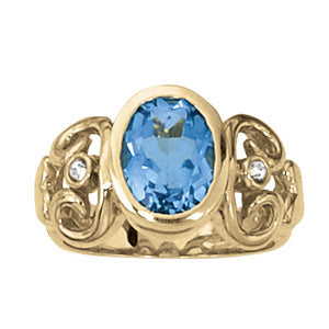 Oval Gemstone Fashion Ring · 0.05 ct tw