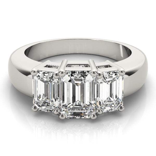 Emerald Three-Stone Diamond Engagement Ring · 1.26 ct tw