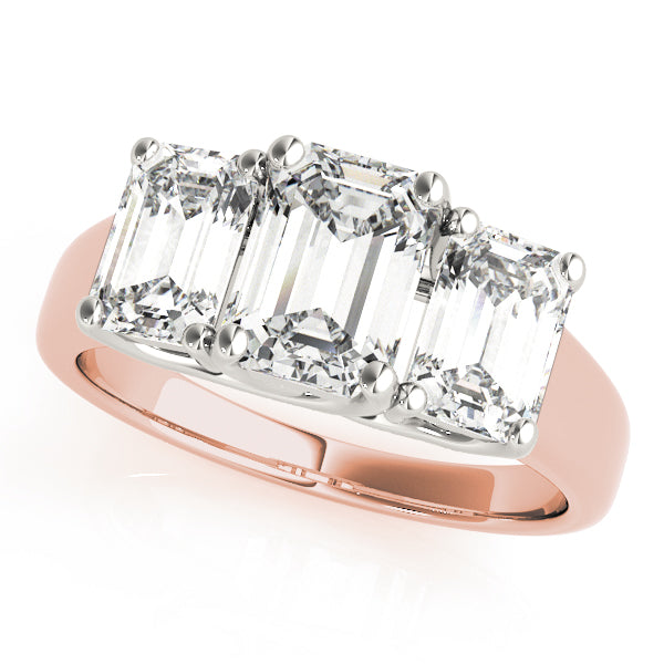 Emerald Three-Stone Diamond Engagement Ring · 0.55 ct tw