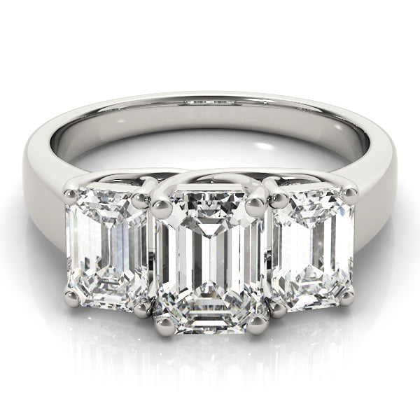 Emerald Three-Stone Diamond Engagement Ring · 2.20 ct tw