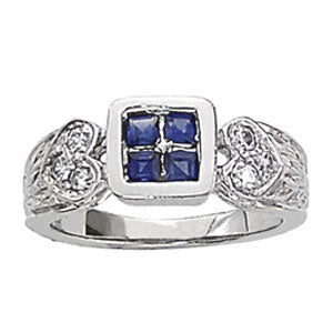 Square Princess & Cushion Gemstone Fashion Ring · 0.18 ct tw