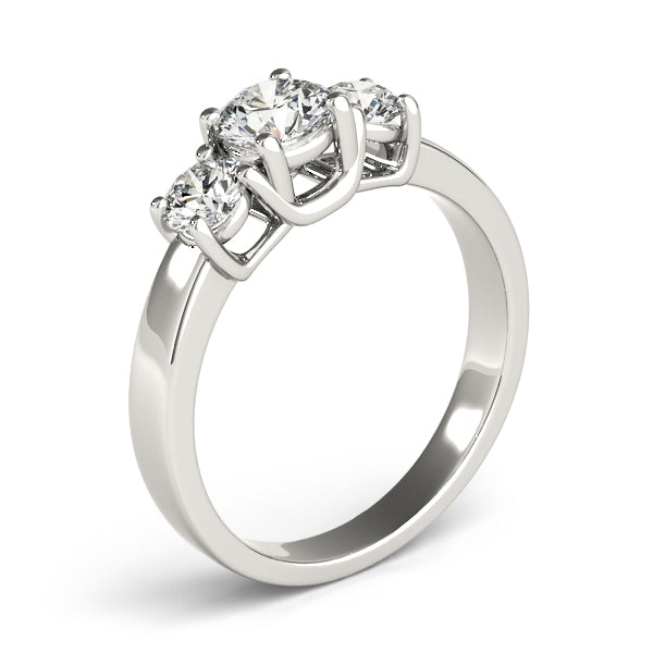 Round Three-Stone Diamond Engagement Ring · 0.96 ct tw