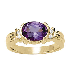 Oval Gemstone Fashion Ring · 0.06 ct tw
