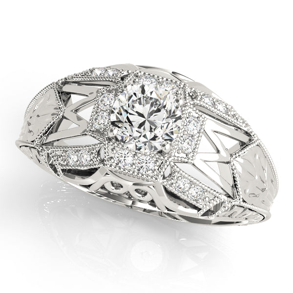 Round Antique Diamond Engagement Ring · 0.96 ct tw