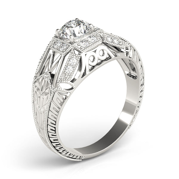 Round Antique Diamond Engagement Ring · 0.96 ct tw