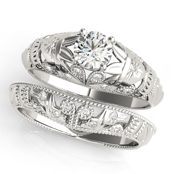 Round Filigree Diamond Ladies Rg. Engagement Ring · 0.47 ct tw