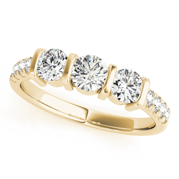 Round Three-Stone Diamond Engagement Ring · 0.96 ct tw
