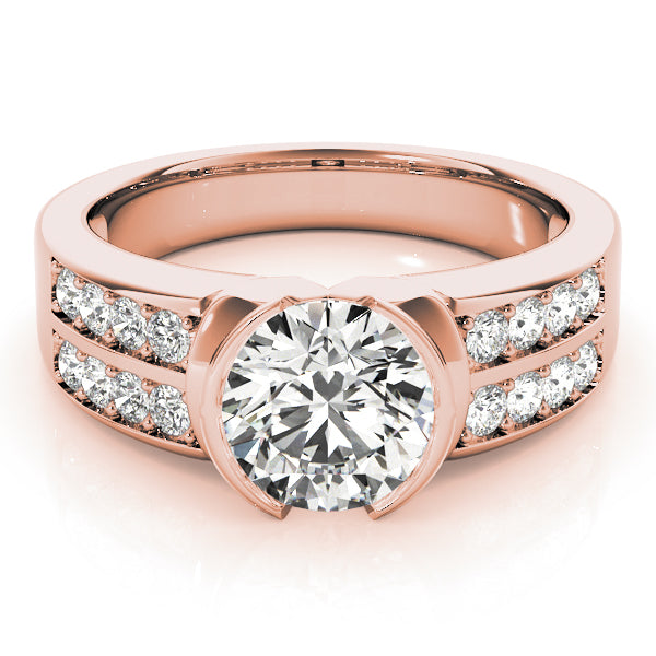 Round Pave Diamond Engagement Ring · 0.59 ct tw
