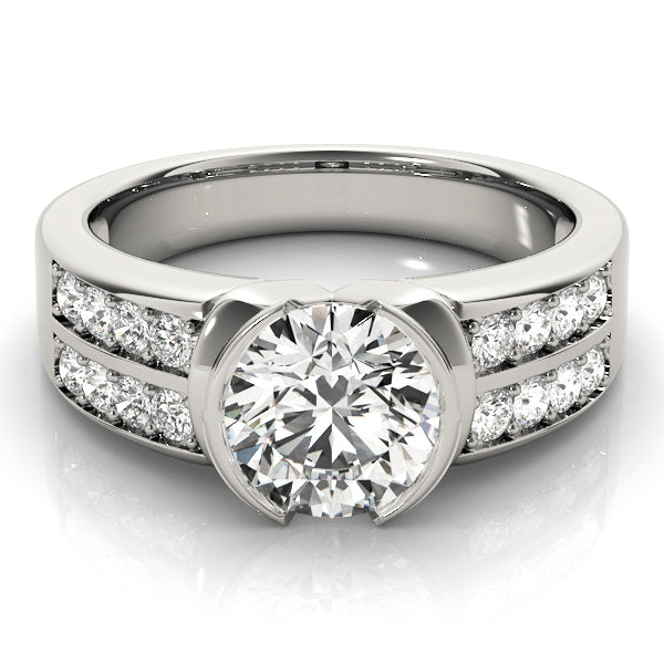 Round Pave Diamond Engagement Ring · 0.96 ct tw
