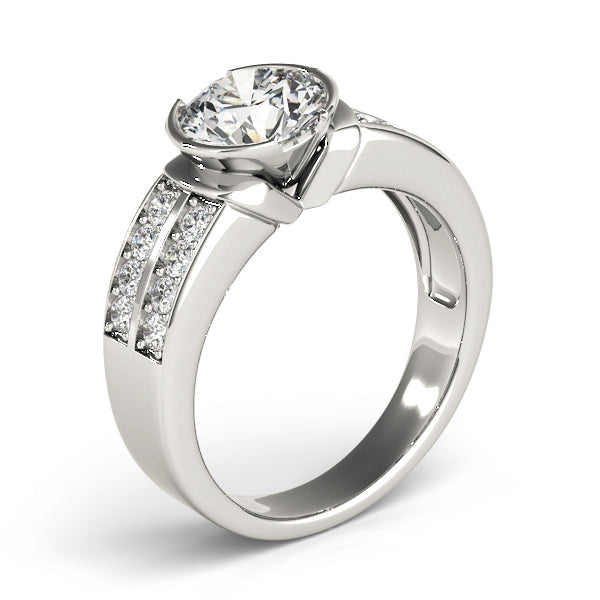 Round Pave Diamond Engagement Ring · 0.59 ct tw