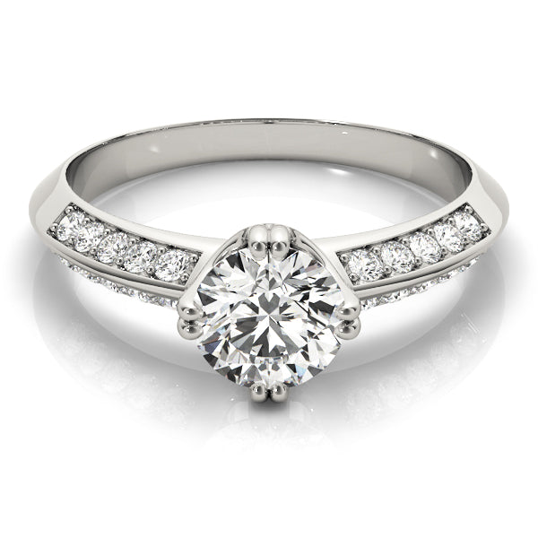 Round Pave Diamond Engagement Ring · 0.75 ct tw
