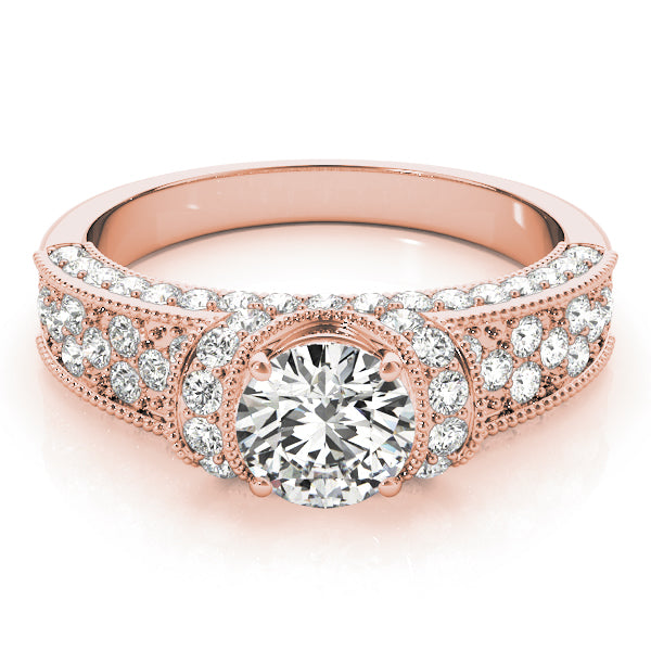 Round Pave Diamond Engagement Ring · 2.10 ct tw