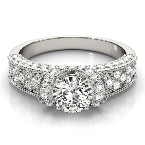 Round Pave Diamond Engagement Ring · 2.10 ct tw