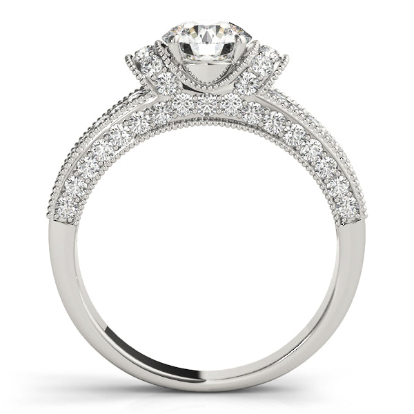 Round Pave Diamond Engagement Ring · 2.82 ct tw