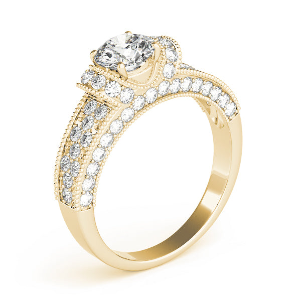 Round Pave Diamond Engagement Ring · 1.41 ct tw