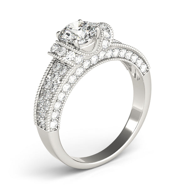 Round Pave Diamond Engagement Ring · 2.10 ct tw