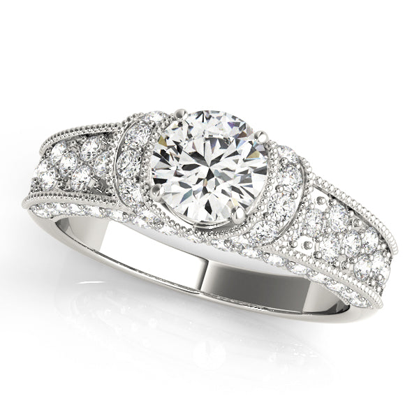Round Pave Diamond Engagement Ring · 2.82 ct tw